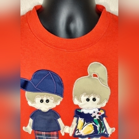 Vtg 80s 90s Adult Large T-shirt Tee Single Stitch USA Red Cottagecore Grandma - Picture 2 of 7